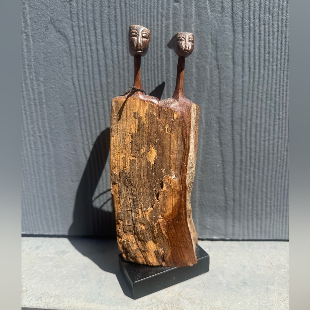African Sandalwood Carved Couple Sculpture